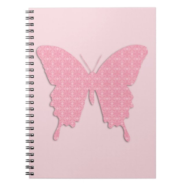 Butterfly in wallpaper print - light pink notebook (Front)