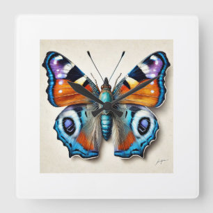 Butterfly in Watercolor and Ink 130624IREF121 - Wa Square Wall Clock