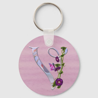 Butterfly Initial V Keychain