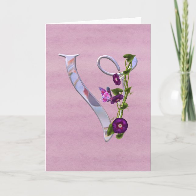 Butterfly Initial V Note Card (Front)
