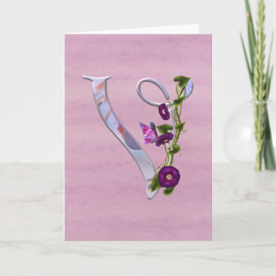 Butterfly Initial V Note Card
