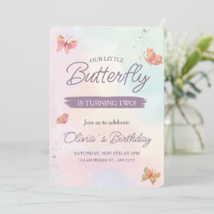 Butterfly Invitation, Pastel Butterflies birthday Invitation