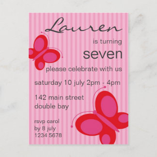 Butterfly Invitation [red + pink] Postcard