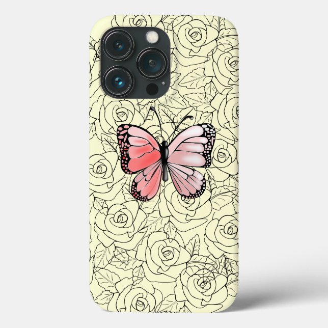 Butterfly iPhone Case with Roses (Back)