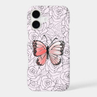 Butterfly iPhone Case with Roses - Customizable