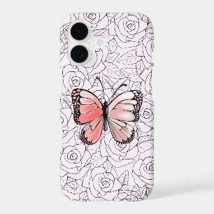Butterfly iPhone Case with Roses - Customizable