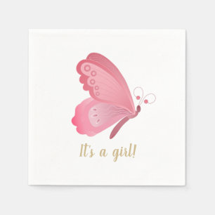 Butterfly It's a GIRL Baby Shower Napkin