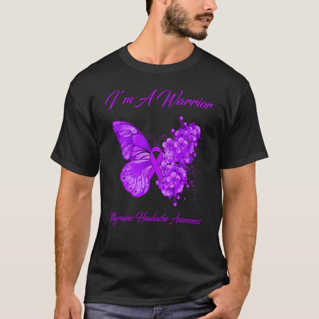 Butterfly Iu2019m A Warrior Migraine Headache Awar T-Shirt (Front)