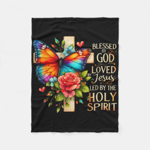 Butterfly Jesus Easter Day Blessed 1  Fleece Blanket