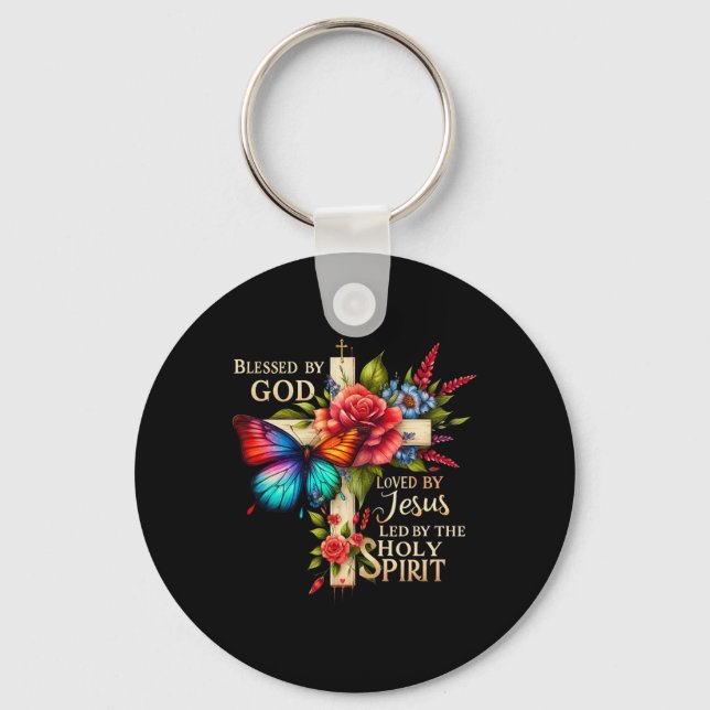 Butterfly Jesus Easter Day Blessed  Keychain (Front)