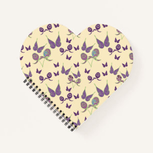 Butterfly Joy in Cream Heart-Shaped Notebook 