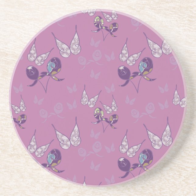 Butterfly Joy Sandstone Coaster (Purple) (Front)