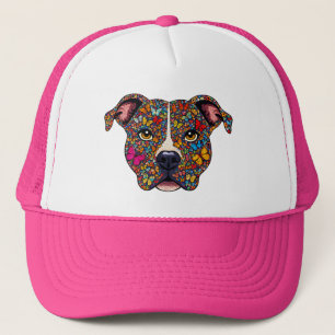 Butterfly Kaleidoscope Pitbull Portrait -Bully Mom Trucker Hat