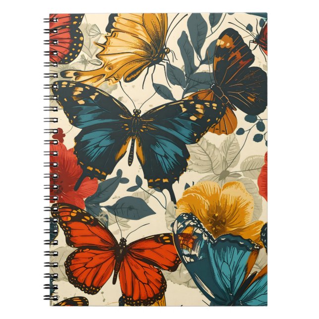 Butterfly Kaleidoscope: Vintage Postcard Notebook (Front)