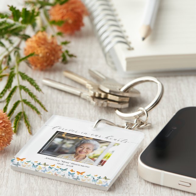 Butterfly Keepsake Keychain - 2 Photos (Front Right)