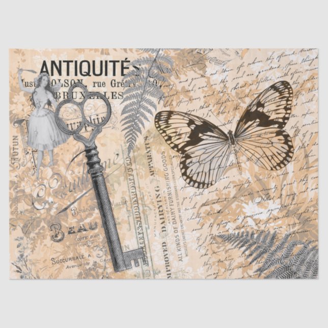 Butterfly Key Decoupage Tissue Paper (Front)