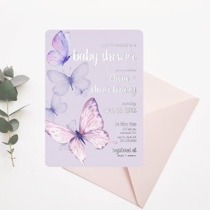 Butterfly Kiss & Baby Wishes   Baby Shower Purple
