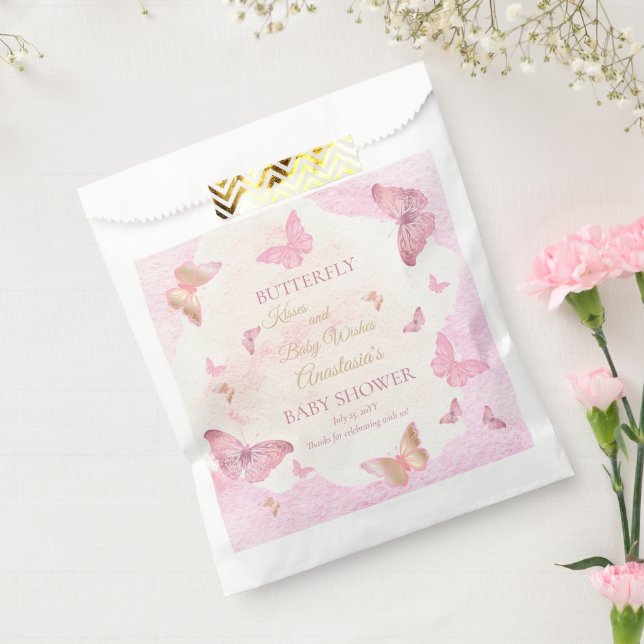 Butterfly Kisses and Baby Wishes Girl Baby Shower  Favour Bag (Sealed)