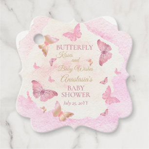 Butterfly Kisses and Baby Wishes Girl Baby Shower  Favour Tags