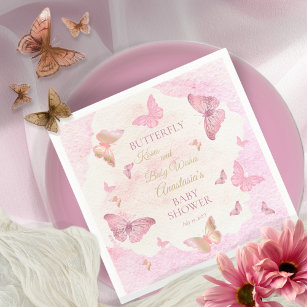 Butterfly Kisses and Baby Wishes Girl Baby Shower  Napkin