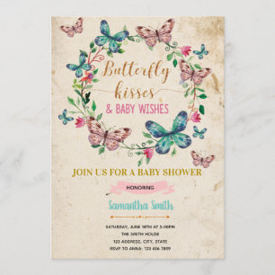 Butterfly kisses and birthday wishes invitation