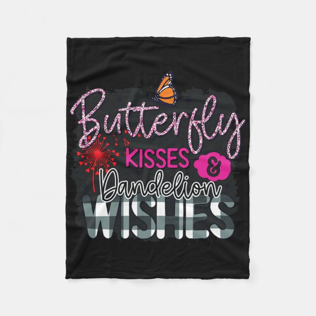 Butterfly Kisses And Dandelion Wishes Spring Garde Fleece Blanket (Front)