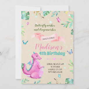Butterfly kisses and dragon wishes invitation