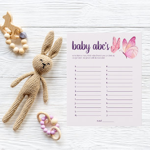 Butterfly Kisses Baby Shower ABC Word Game   Pink