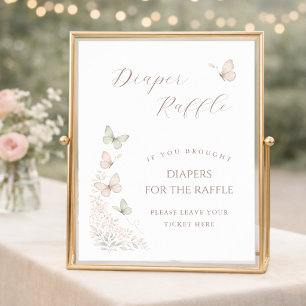 Butterfly Kisses Baby Shower Diaper Raffle Sign