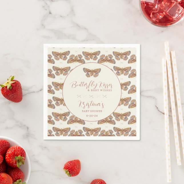 Butterfly Kisses Baby Shower Paper  Napkin (Insitu)
