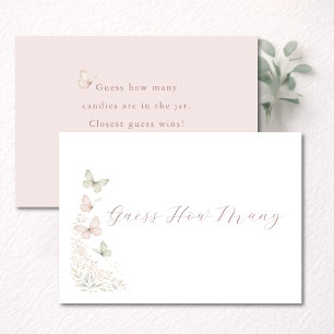 Butterfly Kisses Baby Shower Party Guess Game Card