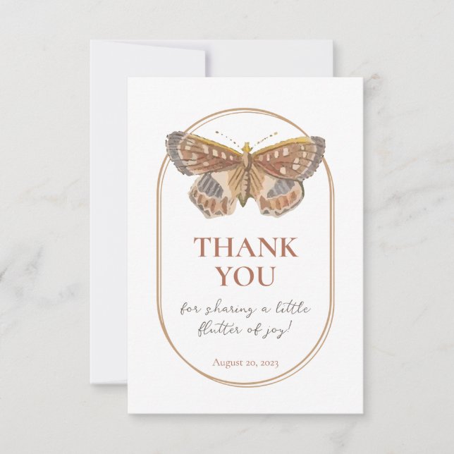 Butterfly Kisses Baby Shower Thank you Card (Front)