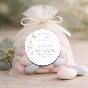 Butterfly Kisses Baby Wishes Baby Shower Classic Round Sticker