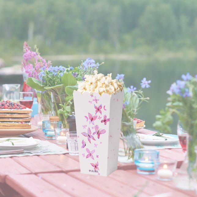 Butterfly Kisses & Baby Wishes | Pink Popcorn Favor Box (Creator Uploaded)