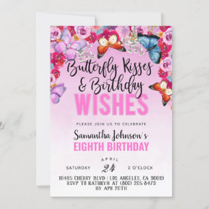 Butterfly Kisses Birthday Invitation