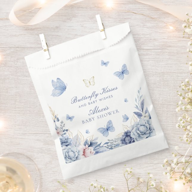 Butterfly Kisses Boy Baby Shower  Favour Bag (Clipped)