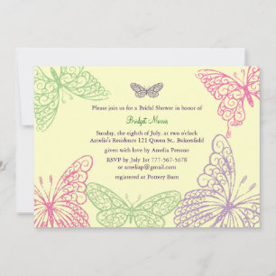 Butterfly Kisses Bridal Shower Invite yellow
