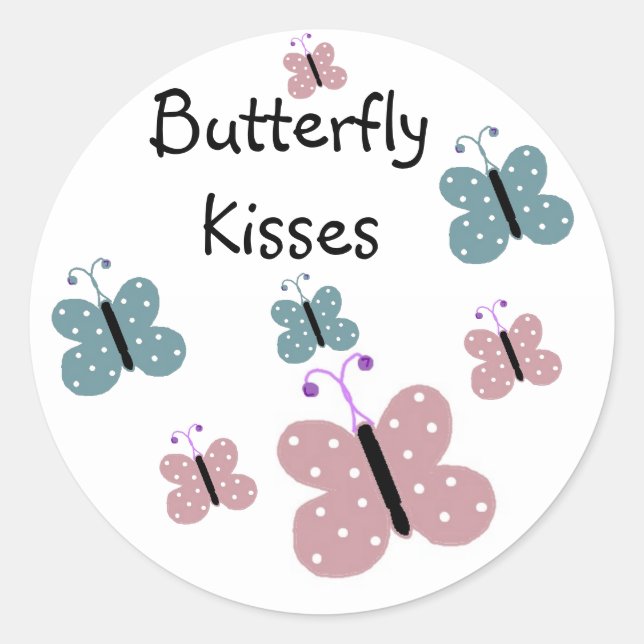 Butterfly Kisses Classic Round Sticker (Front)