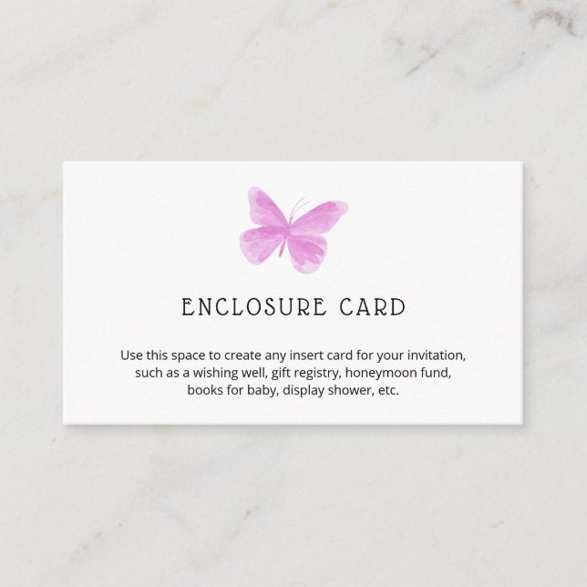 Butterfly Kisses Custom Text Enclosure Card (Front)