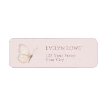 Butterfly Kisses Elegant Chic Pink Return Address