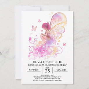 Butterfly Kisses Fairy Birthday Invitation