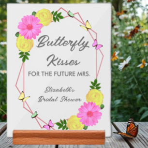 Butterfly Kisses For The Future Mrs. Bridal Shower Acrylic Sign