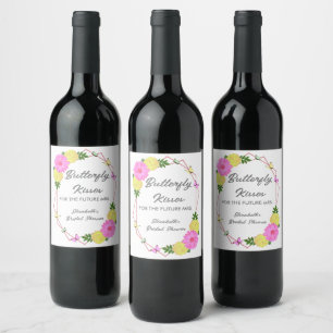Butterfly Kisses For The Future Mrs. Bridal Shower Wine Label