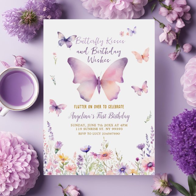Butterfly Kisses Garden Birthday Invitation (Creator Uploaded)