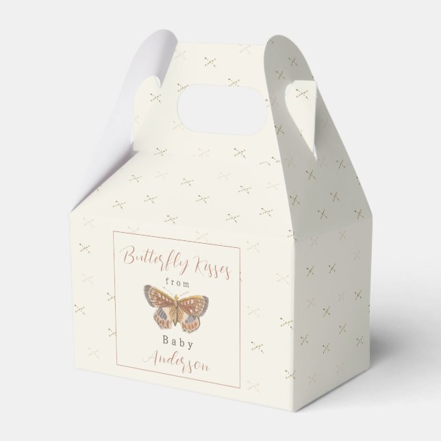 Butterfly Kisses Girl Baby Shower  Favor Box (Front Side)