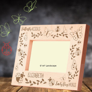 Butterfly Kisses, Ladybug Hugs Personalized 6x4 Etched Frames
