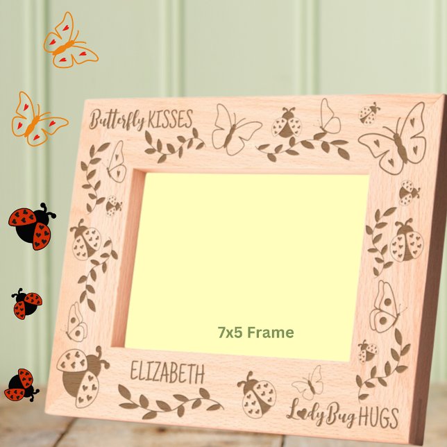 Butterfly Kisses, Ladybug Hugs Personalized 7x5 Etched Frames (Creator Uploaded)