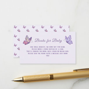 Butterfly Kisses Purple Baby Shower  Enclosure Card