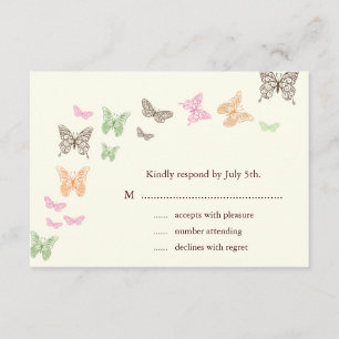 Butterfly Kisses RSVP ivory Card