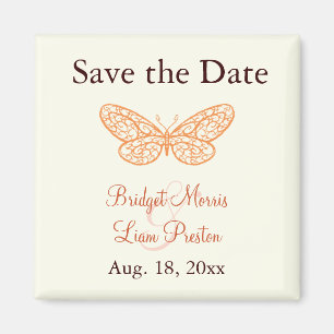 Butterfly Kisses Save the Date Magnet ivory